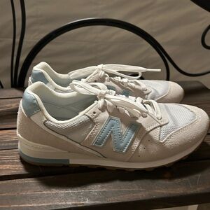 New Balance White and Light Blue Women's Sneakers